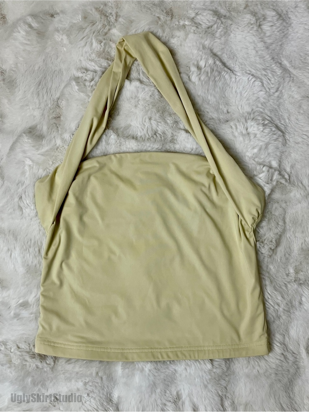 ForeFair Butter Yellow Halter Neck Backless Crop Top Small EUC Sleek Going Out